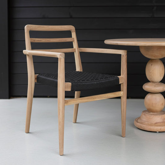 Verano teakhouten tuinstoel met armleuning - Zwart