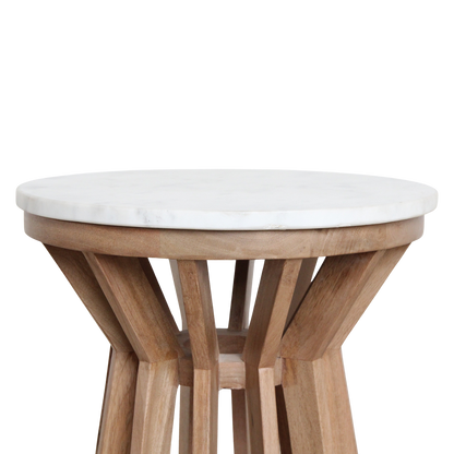 Sarawak bijzettafel marmer wit - 40x40x50 cm