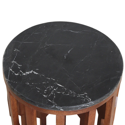 Lampung bijzettafel marmer zwart - 40x40x50 cm