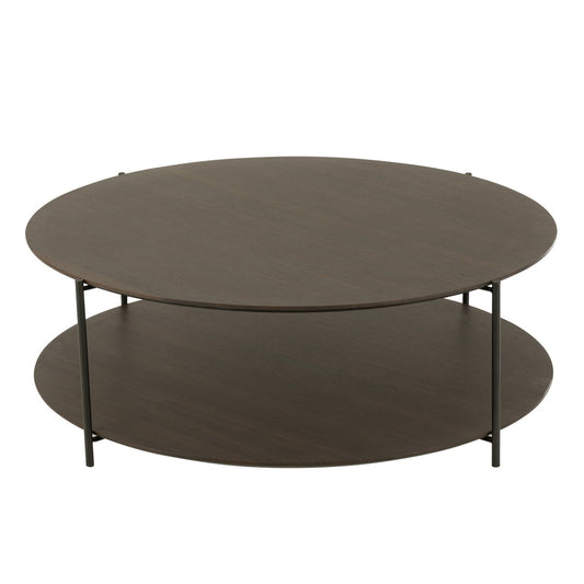 J-Line Salontafel Rond Mdf/Metaal Donkerbruin Large
