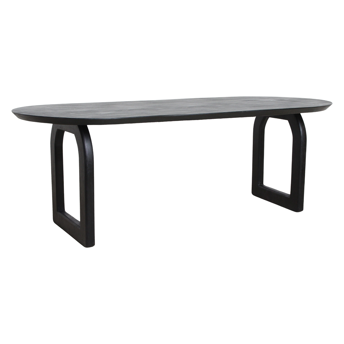 Bullnose eettafel zwart open onderstel