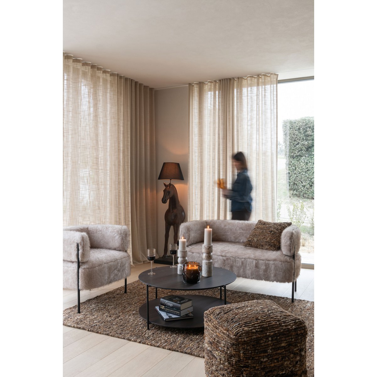 J-Line salontafel Rond - hout/metaal - donkerbruin - small