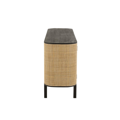 J-Line Molly Rotan kast - 3 deuren - hout - zwart