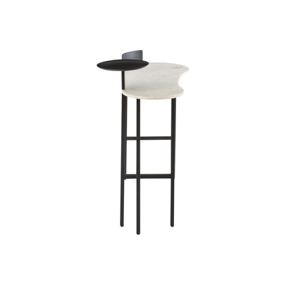J-Line console Marmer - steen/ijzer - wit/zwart