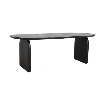Bullnose eettafel zwart gesloten onderstel