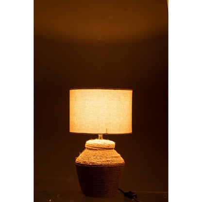 J-Line lamp Meli + Kap - keramiek/linnen - bruin - small