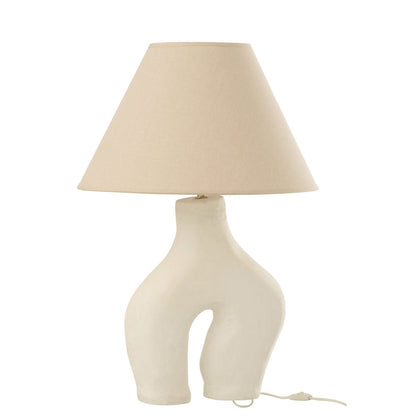 J-Line Lamp + Kap Poten Papier-maché Wit