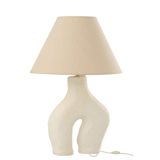 J-Line Lamp + Kap Poten Papier-maché Wit