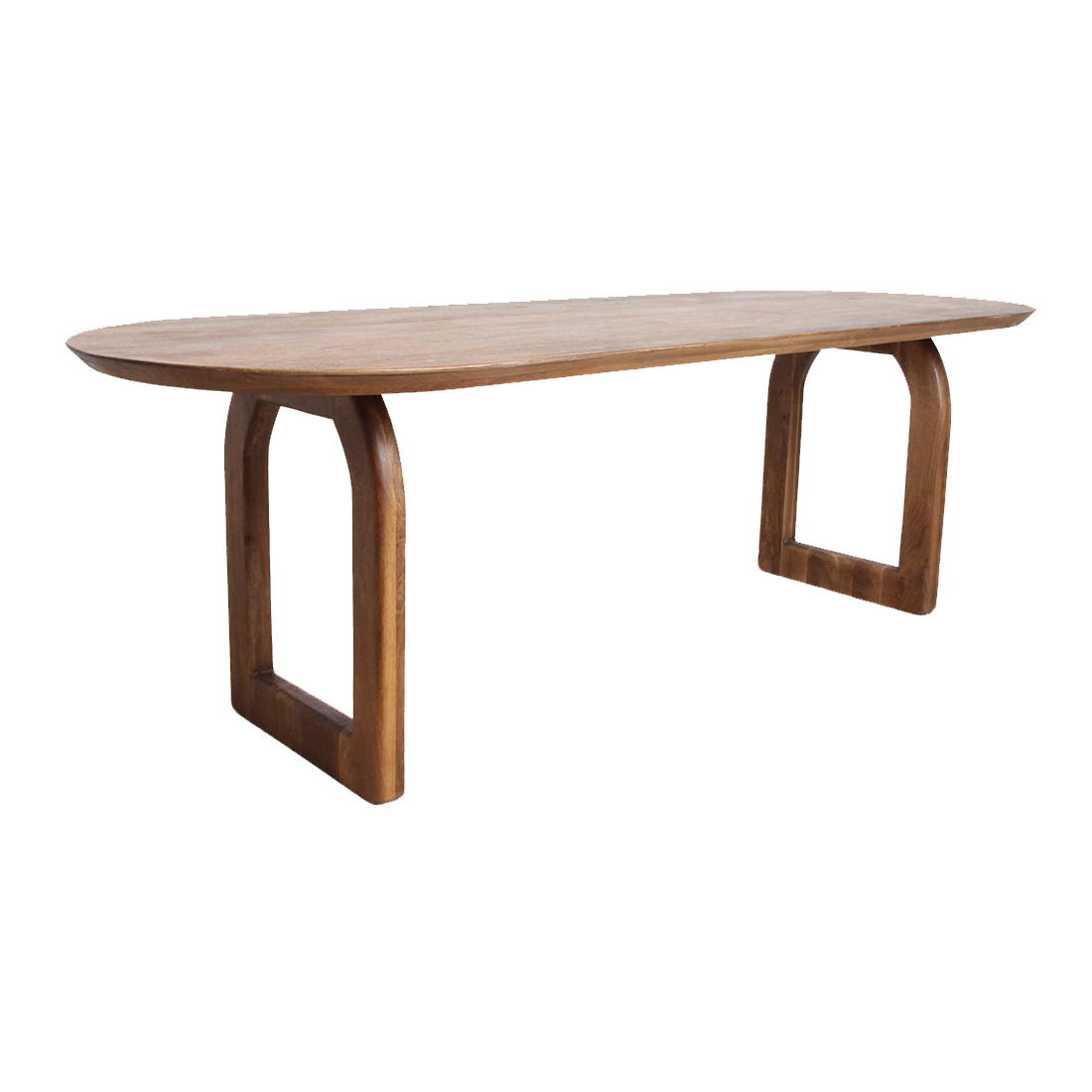 Bullnose eettafel bruin open onderstel