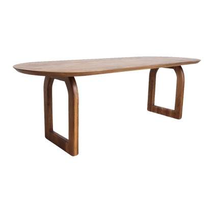 Bullnose eettafel bruin open onderstel