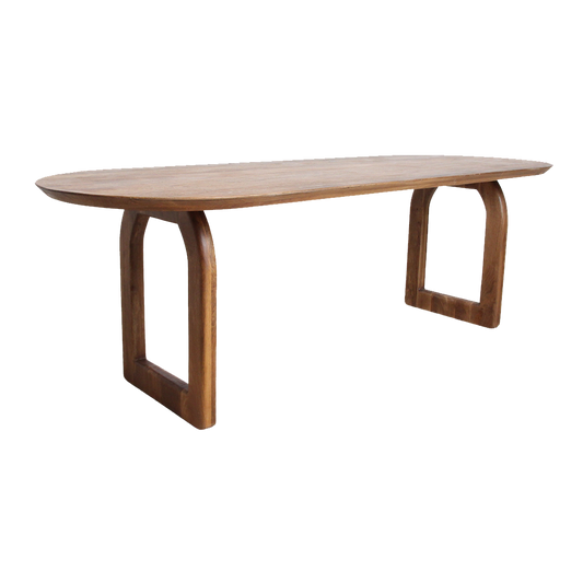 Bullnose eettafel bruin open onderstel
