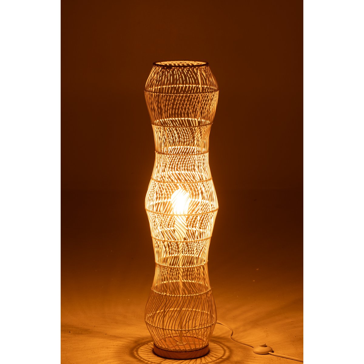 J-Line Vloerlamp Rotan Metaal Gedraaid Wit