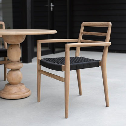 Verano teakhouten tuinstoel met armleuning - Zwart