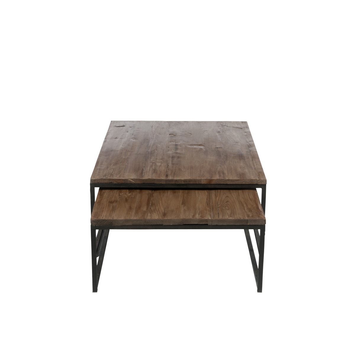 J-Line salontafel - hout/metaal - bruin/zwart - 2 stuks