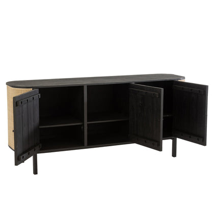 J-Line Molly Rotan kast - 3 deuren - hout - zwart