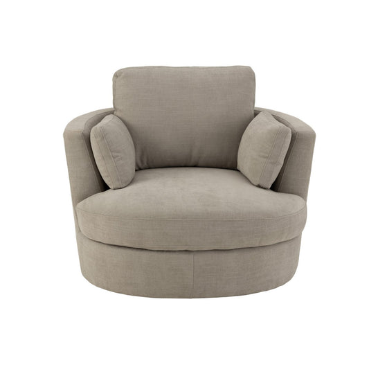 J-Line Loungestoel Swiv Hout/Textiel Grijs