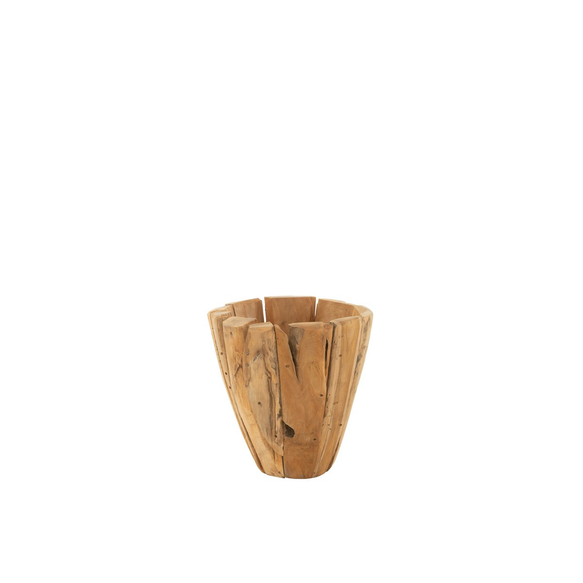 J-Line bloempot Jack Teak - hout - naturel - medium - Ø 35 cm