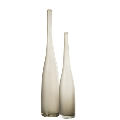 J-Line vaas Yara Fluit - glas - grijs - set van 2 - 53 cm hoog