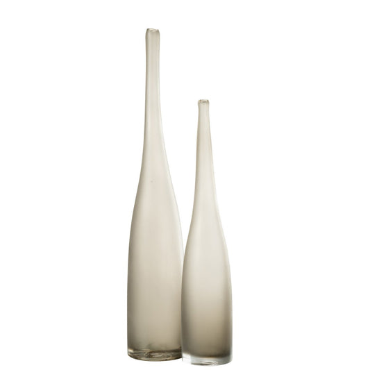J-Line vaas Yara Fluit - glas - grijs - set van 2 - 53 cm hoog