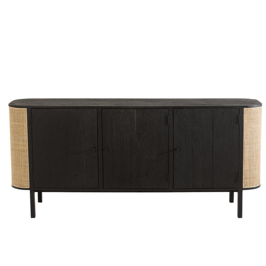J-Line Molly Rotan kast - 3 deuren - hout - zwart