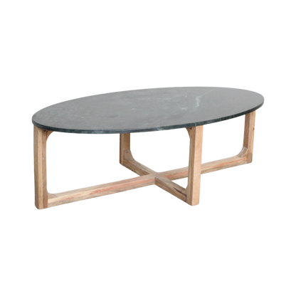 Ovale marmeren salontafel - Groen - 120x60x38 cm