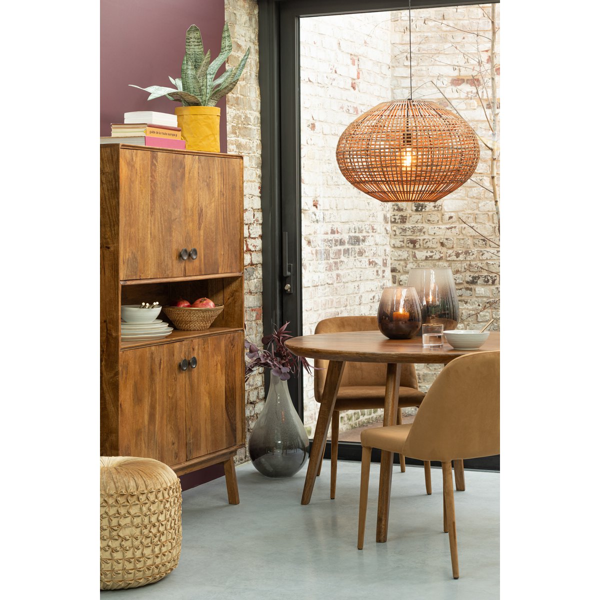 J-Line Rattan hanglamp - jute - naturel