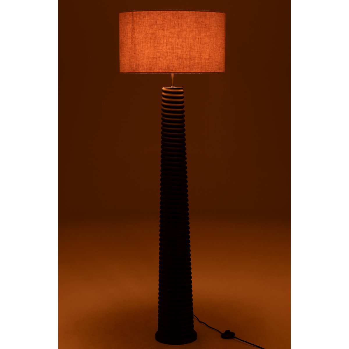 J-Line Vloerlamp Schroefdraad Ailanthus Hout Zwart/Grijs