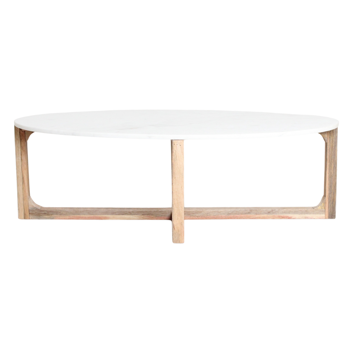 Ovale marmeren salontafel - Wit - 120x60x38 cm