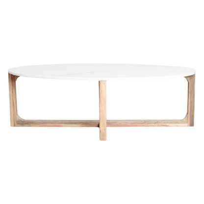 Ovale marmeren salontafel - Wit - 120x60x38 cm
