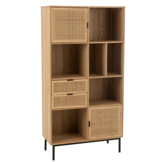 J-Line Kast Vakken Mdf/Metaal Naturel/Zwart
