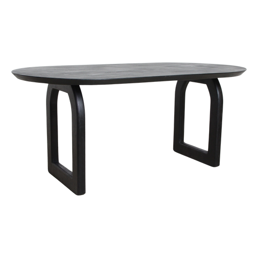 Bullnose eettafel zwart open onderstel