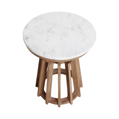 Sarawak bijzettafel marmer wit - 40x40x50 cm