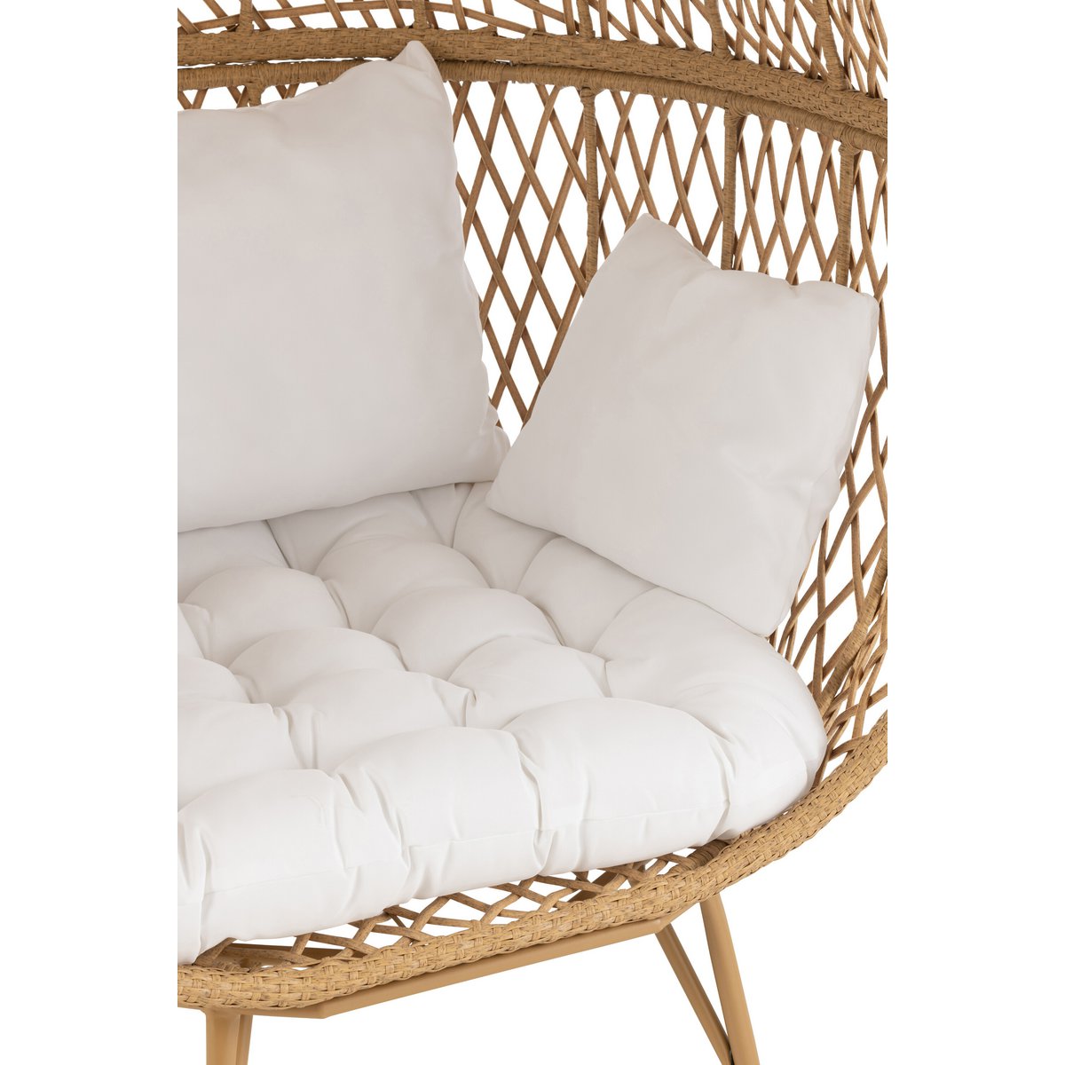 J-Line Loungestoel+Kussens Eva Metaal/Riet Beige