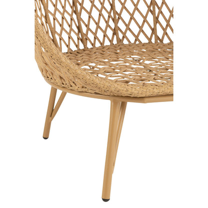 J-Line Loungestoel+Kussens Eva Metaal/Riet Beige