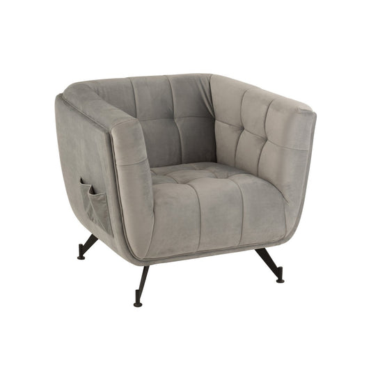 J-Line zetel Lounge - 1 pers - textiel/metaal - lichtgrijs