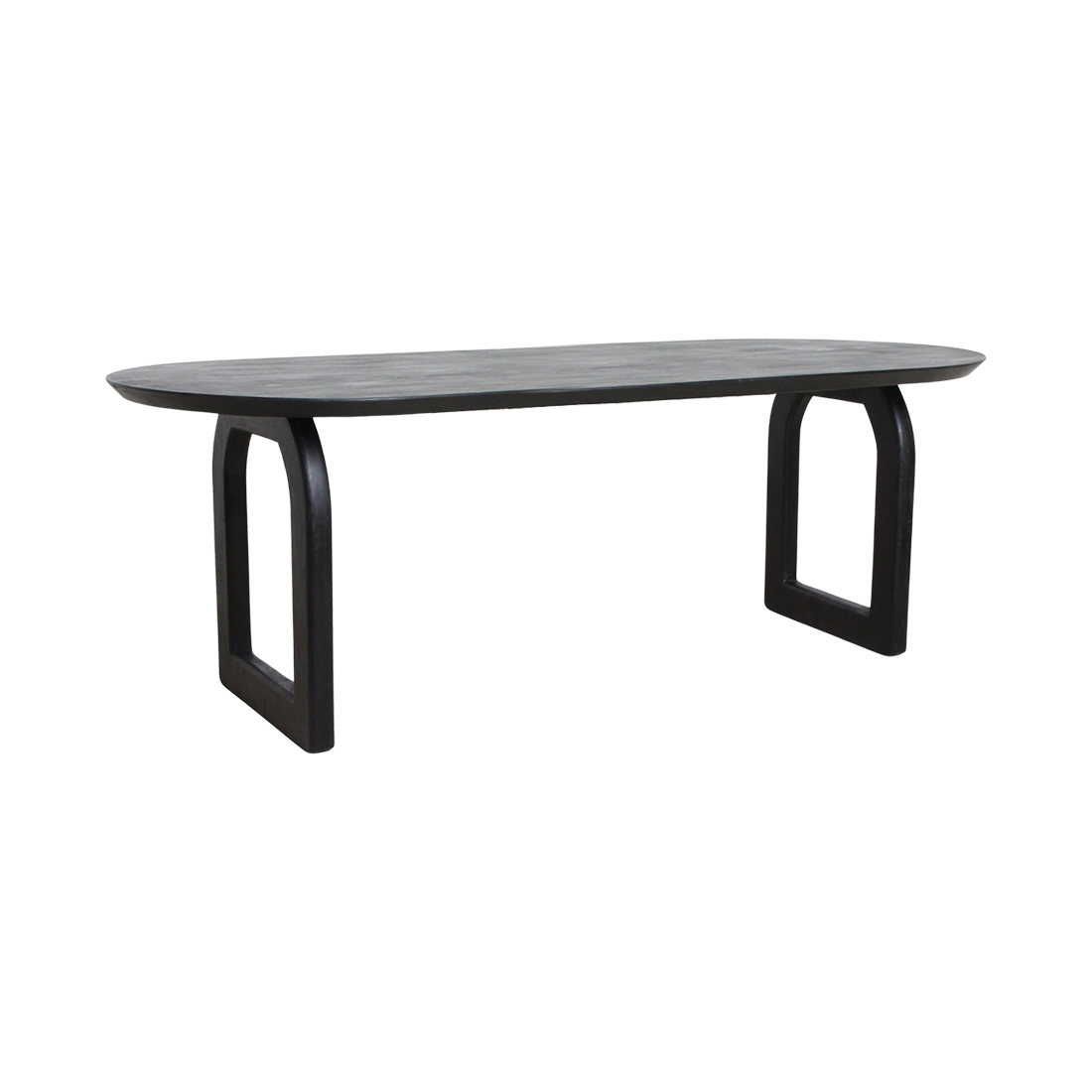 Bullnose eettafel zwart open onderstel