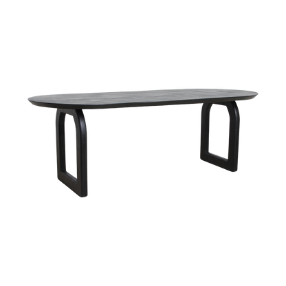 Bullnose eettafel zwart open onderstel