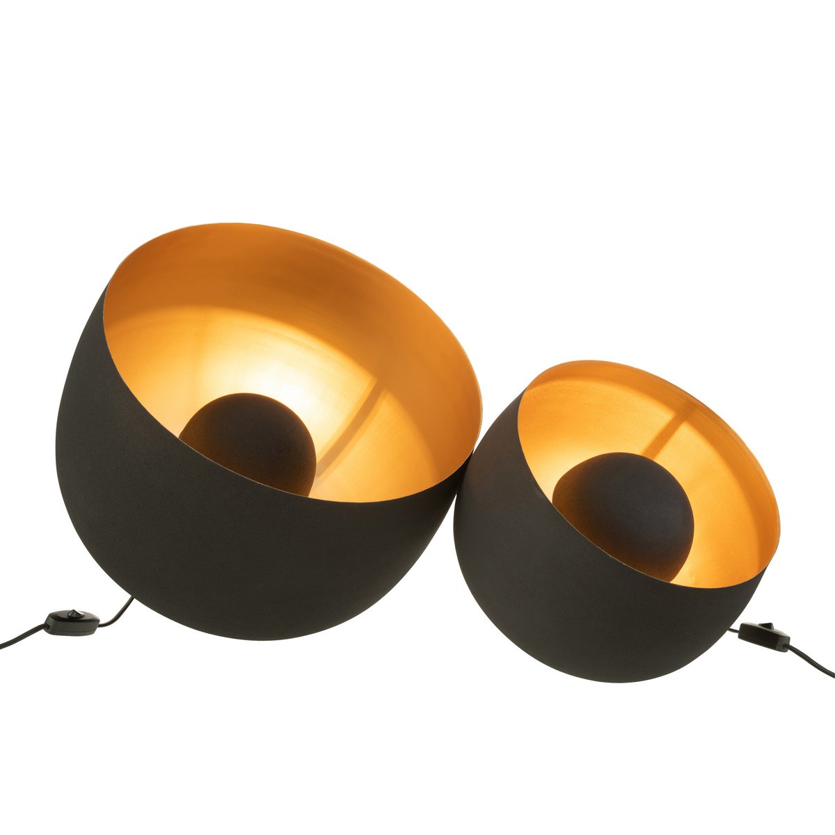 J-Line lamp Rond - metaal - zwart/goud - large