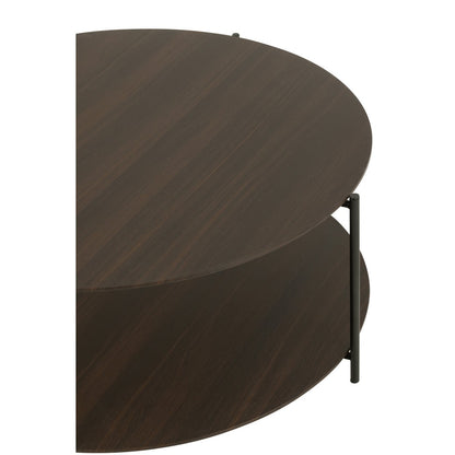 J-Line salontafel Rond - hout/metaal - donkerbruin - small
