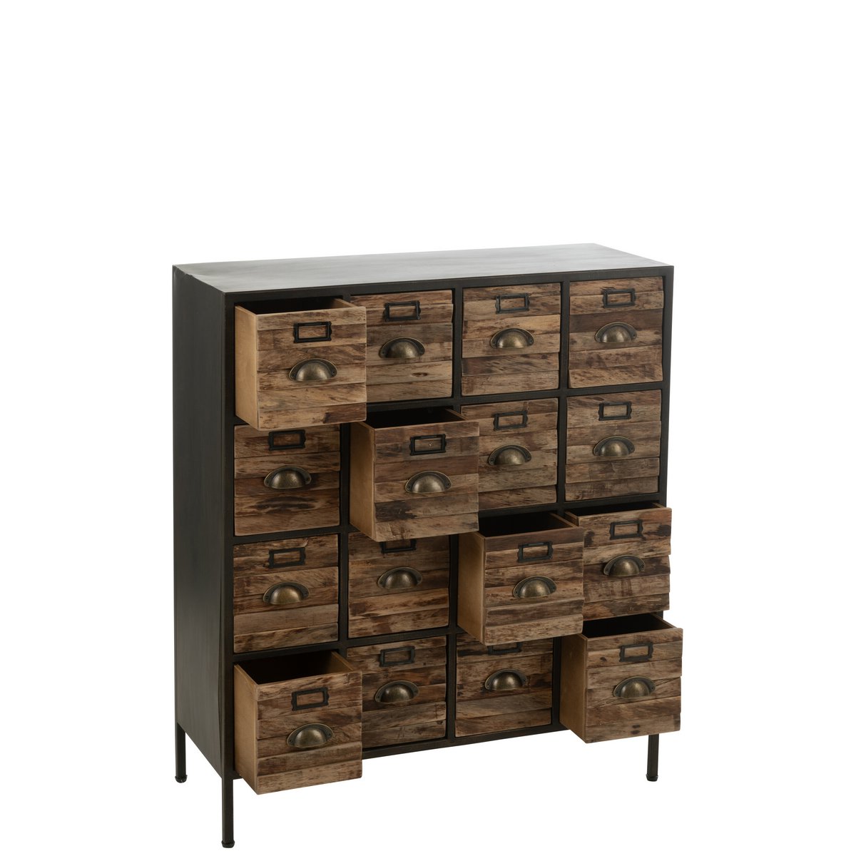 J-Line Kast 16 Schuiven Hout/Metaal Bruin