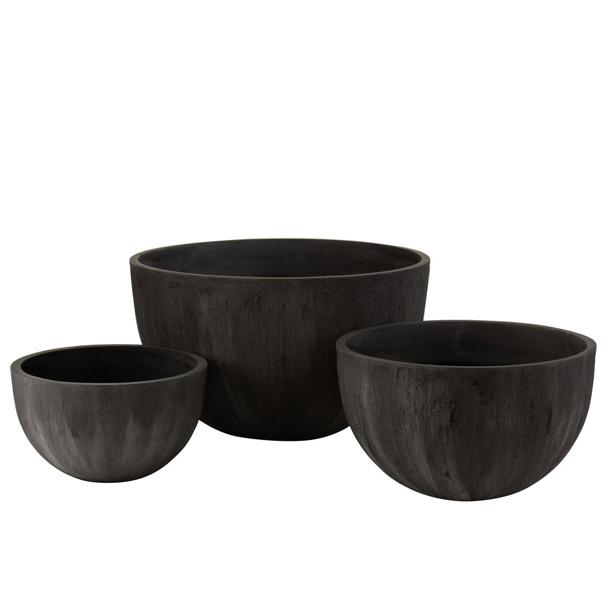 J-Line bloempot Rond Laag - keramiek - zwart - 3 stuks - Ø 60 cm