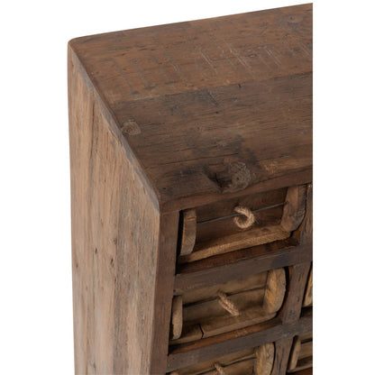 J-Line Kast 12 Laden Brut Gerecycleerd Hout Bruin