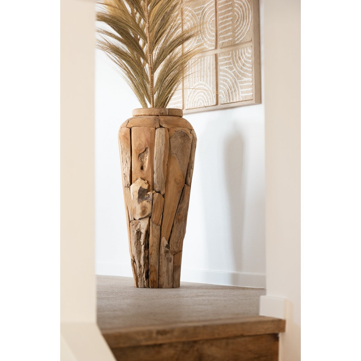 J-Line vaas Teakhout - naturel - large - 115 cm hoog