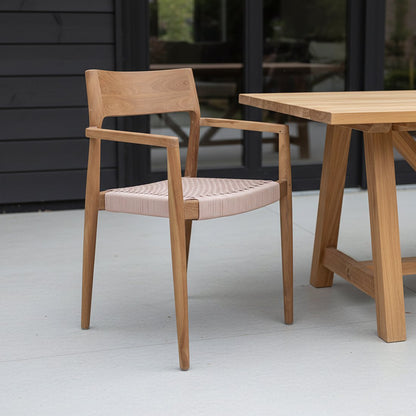 Freya tuinstoel met armleuning naturel - donker teakhout