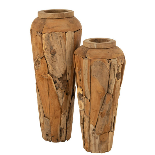 J-Line vaas Teakhout - naturel - large - 115 cm hoog