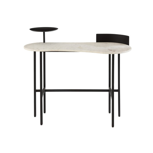 J-Line console Marmer - steen/ijzer - wit/zwart