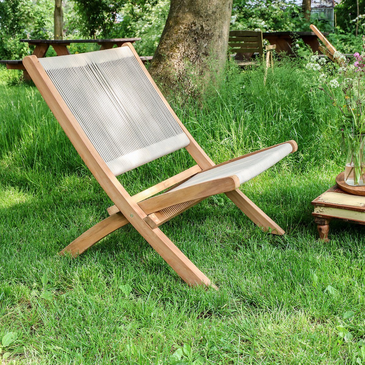 Rope opvouwbare loungestoel naturel