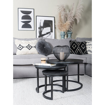 Salontafel Set van 3 – Industriële Salontafelset Erjan – Zwart blad