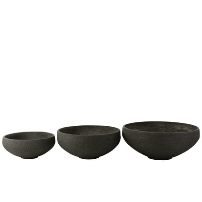 J-Line schaal Vezelklei - keramiek - zwart - 3 stuks - Ø 69.5 cm