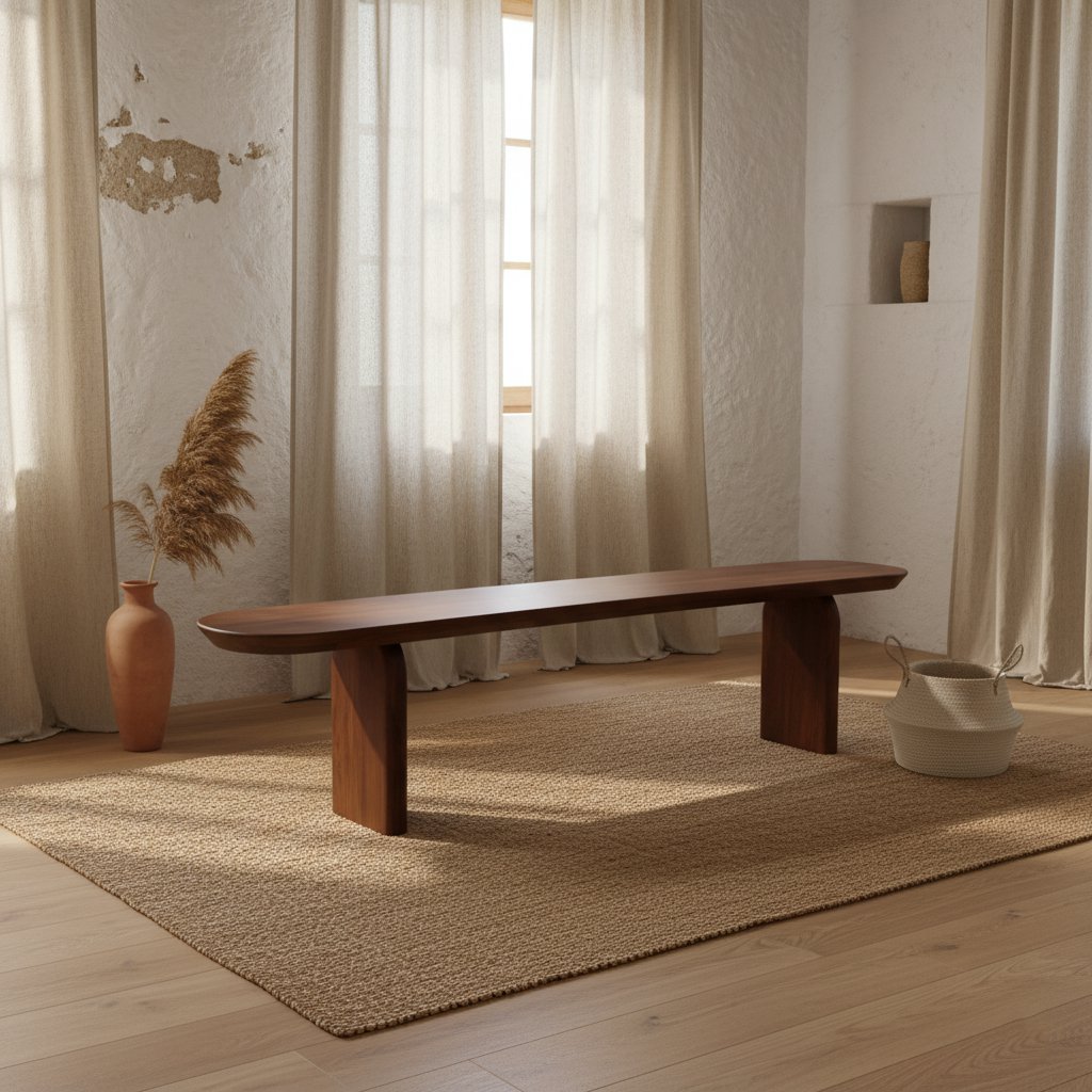 Bullnose eetkamerbank bruin